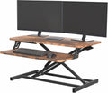 VIVO Manual Height Adjustable Standing Desk Riser, 32" Vintage Brown Top by VIVO