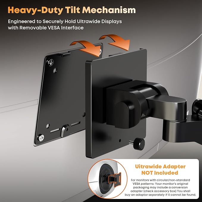 PUTORSEN 17-49 inch Premium Aluminum Heavy Duty Dual Monitor Arm for Ultrawide Screens up to 44lbs, Vertical Stacked Dual Monitor Desk Mount, Full Motion Dual Vertical Monitor Mount, VESA 75/100,Black | Stability, Adjustability, Easy Steup, Vertical, S... - Image 7
