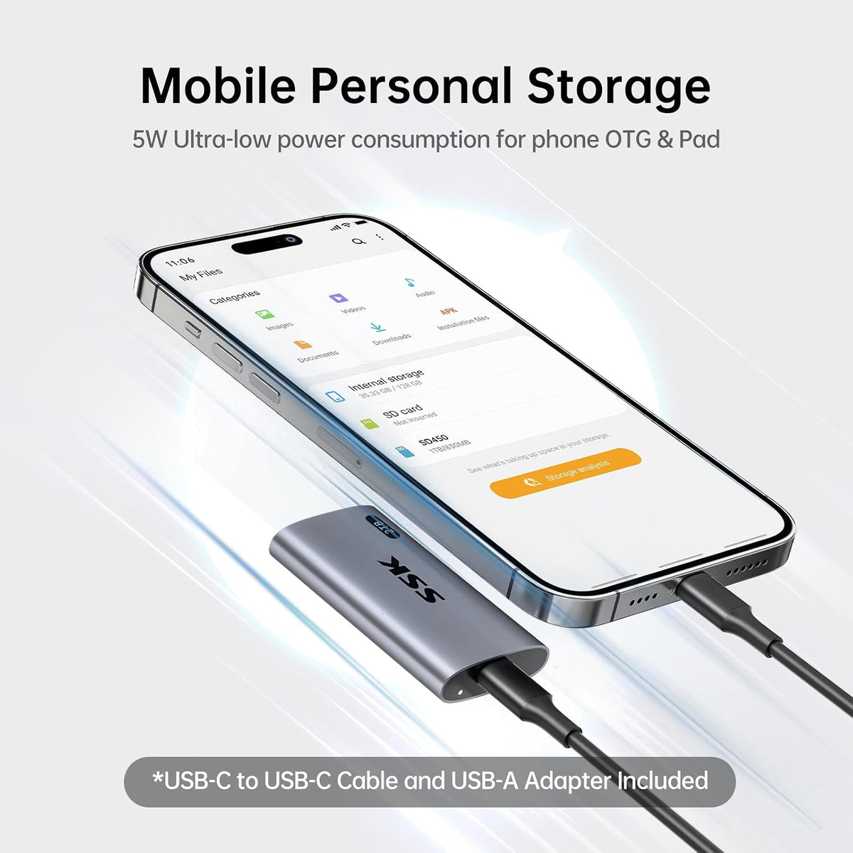 SSK 2TB Portable SSD External Hard Drive Solid State Drive Up to 550MB/s - Image 3