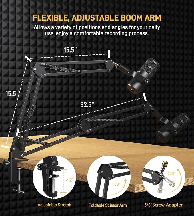 MAONO PD100S XLR Podcast Microphone, Cardioid Studio Dynamic Metal Boom Mic | Compatible with Audio Interface, Audio Mixer, Sound Card for Vocal Recording, Streaming, Voiceover, Music, Content Creation - Image 7