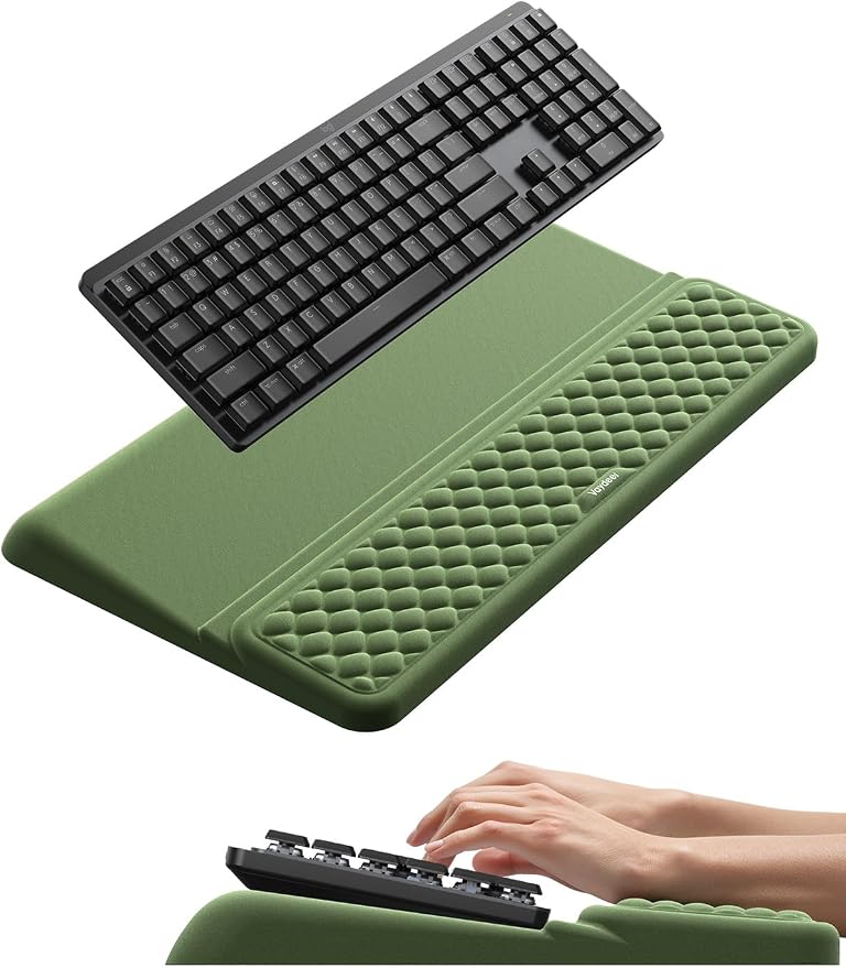 Vaydeer Wrist Rest with Keyboard Stand, Computer Wrist Support Pad, Ergonomic Keyboard Riser Holder Lifter Tray with Wrist Pad, Soft Memory Foam Desk Cushion, Palm Hand Typing for Office Home School by Vaydeer