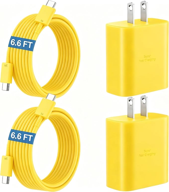 45W Super Fast Charger USB C Android Phone Type C Charger Fast Charging Block with 6.6FT Cord for Samsung Galaxy S26/S26 Ultra/S26+/S25 Ultra/S25/S24 Ultra/S24/S23 Ultra/S22/S21/S20/Note 10, Yellow by Ubearkk