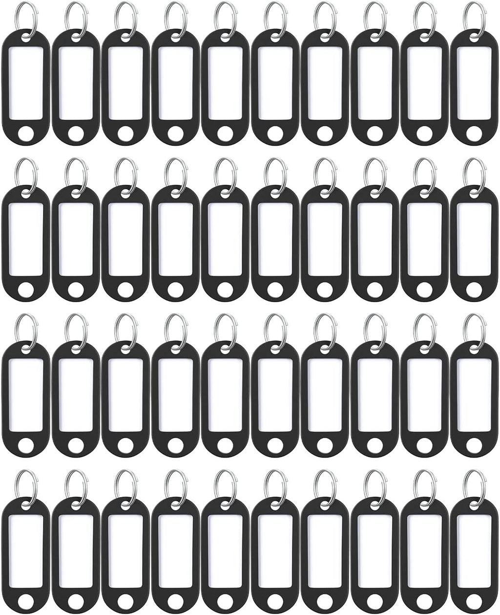 Uniclife 40 Pack Key Tags 2 Inch Plastic Key Chain Tags with Label, Black - Image 7