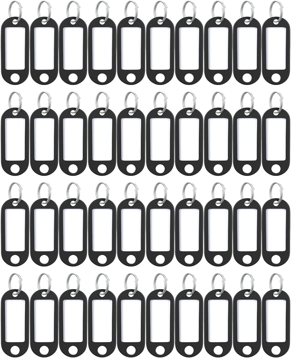 Uniclife 40 Pack Key Tags 2 Inch Plastic Key Chain Tags with Label, Black - Image 7