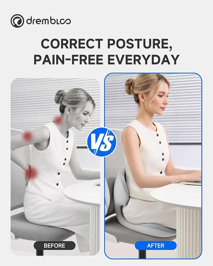 Ergonomic Seat Cushion, Premium Memory Foam Office Chair Seat Cushions with L-Shaped Design - Image 3