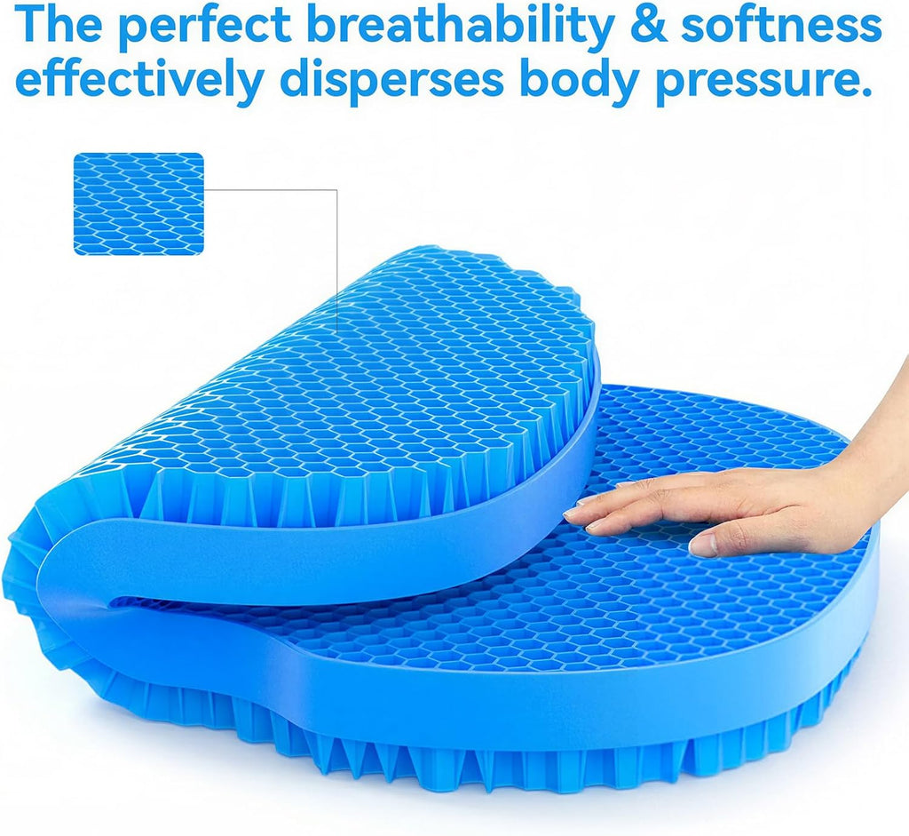 Gel Seat Cushion for Long Sitting, Double Thick Office Desk Home Wheelchair Seat Cushions, Gel Cooling Game Chair Pads for Car Truck Driver - Image 3