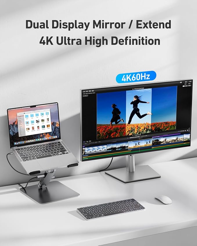 BENFEI Laptop Stand with USB C 6in1 Docking Station, HDMI 4K@60Hz,Gigabit Ethernet, 100W Power Delivery, 10Gbps 1*USB C 3.2 and 2*USB A 3.2 Compatible with MacBook Pro/Air, iPad Pro, XPS, Thinkpad - Image 3
