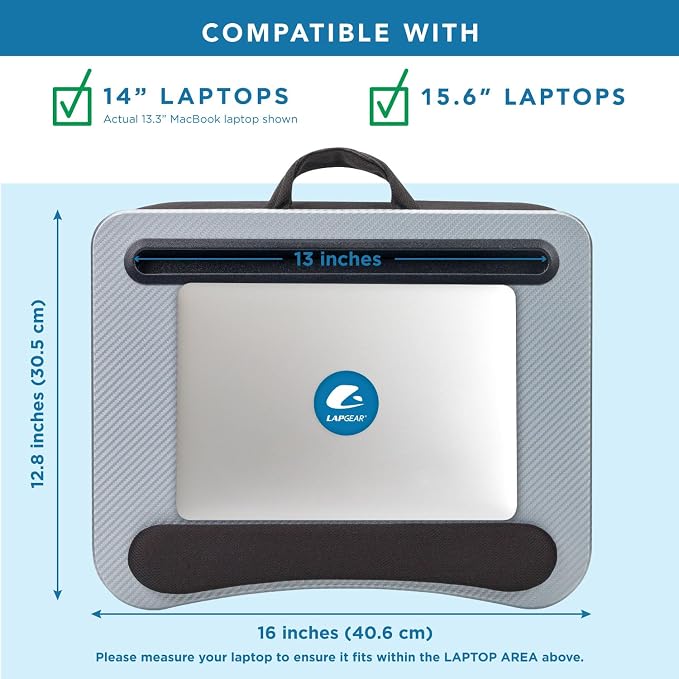 LAPGEAR Memory Foam Lap Desk - Silver Carbon, Fits 15.6” Laptops - Image 3