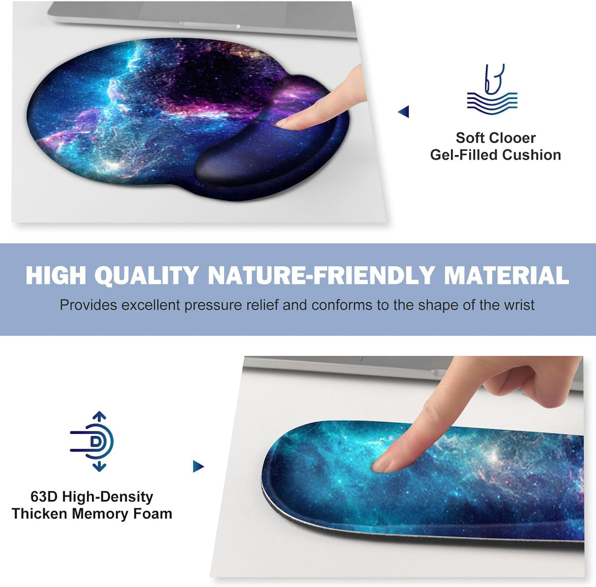 Mouse Pad, 4in1 Mousepad + Keyboard Wrist Rest+Mouse Wrist Rest+Coaster Set - Image 5