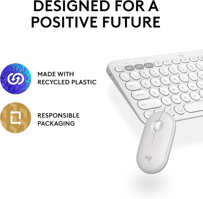 Logitech Pebble 2 Combo Wireless Keyboard and Mouse Quiet - Tonal White | Quiet and portable, customizable, Logi Bolt, Bluetooth, Easy-Switch, for Windows, macOS, iPadOS, Chrome - Image 11
