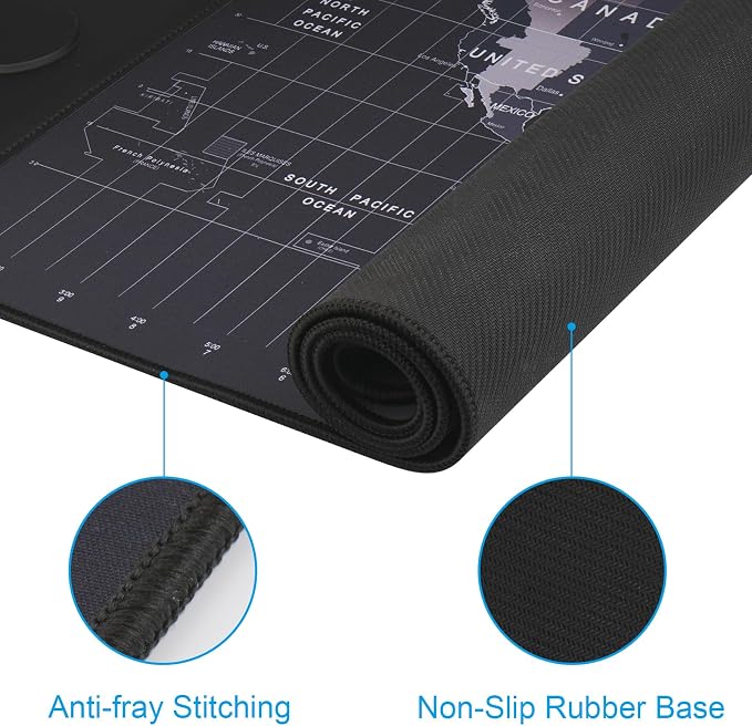 VOVIPO Wireless Charging Mouse Pad 15W, Waterproof Gaming Mousepad with Ultra-Smooth Surface, Non-Slip Base, XXL Large Desk Mat 90 x 40cm,Black World Map Computer Desk Pad for MacBook, PC, Laptop - Image 7