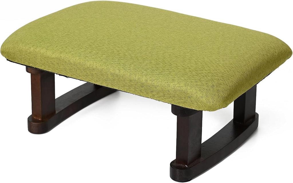 Small Footstool Office Under Desk Ottoman Padded Hassock 16.1"(41cm) x 6.7"(17cm) with Wooden Legs Modern Living Room Bedroom Work Nail Salon Compact Footrest Stool Relaxation Rest Foot Stool (Green) by Coolcapis