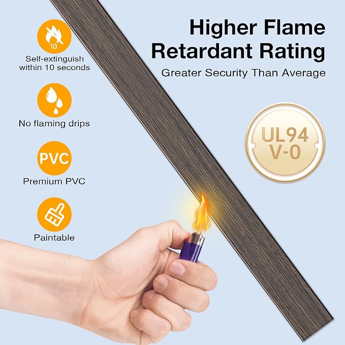 Delamu 157in Cord Hider Wall, TV Cable Hider Cord Covers for Wires on Wall, Large Cable Cover Raceway to Hide 2-4 Cords, Wire Hiders Wire Covers for Cords for TV on Walls, W1.18 H0.6in, Darkwood - Image 9
