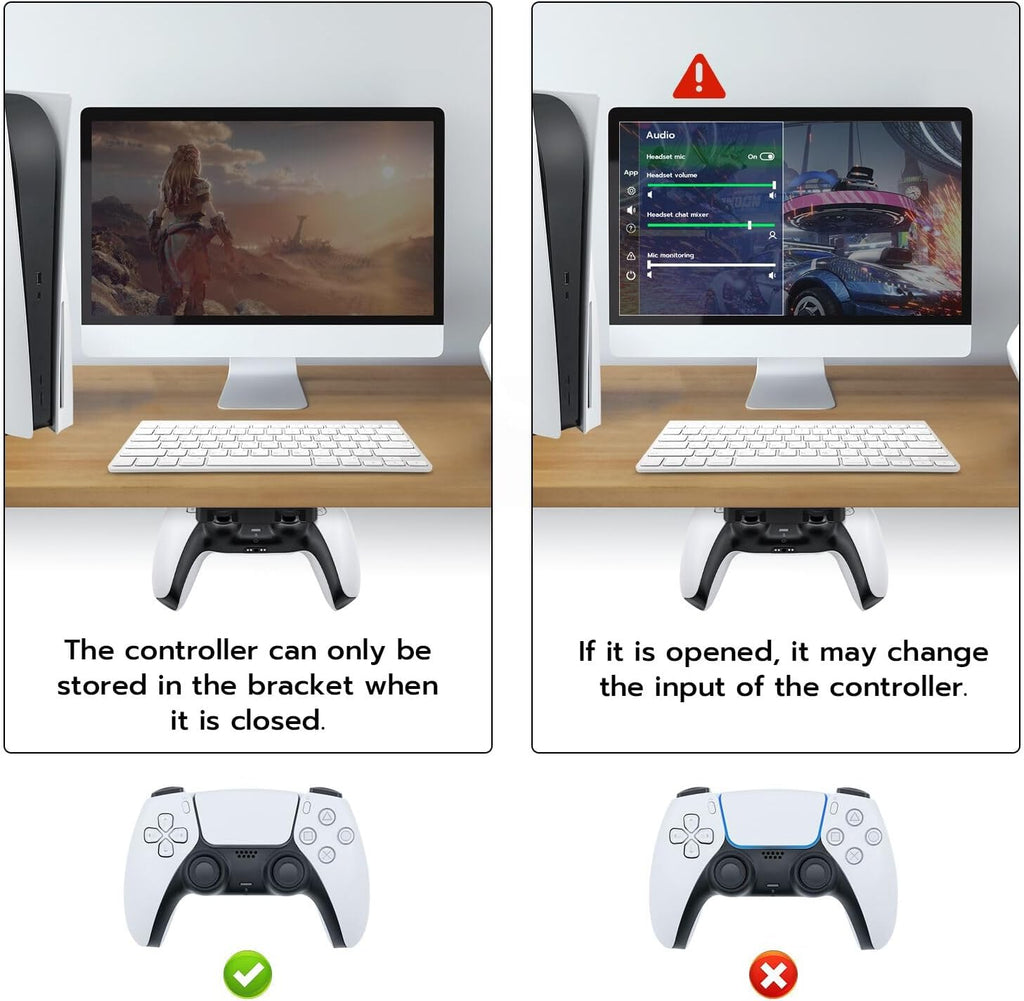 Mcbazel Under Desk Mount for PS5/PS4 Controller, Table Stand Holder Compatible with PlayStation 5/4 Controller - Black - Image 3