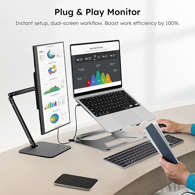 Dopesplay Portable Monitor, 15.6" FHD 1080P IPS Travel Monitor for Laptop, Foldable Magnetic Stand & Carry Case Included, USB-C Screen Extender for Laptop Mac PC Phone Xbox PS4/5 Switch - Image 4