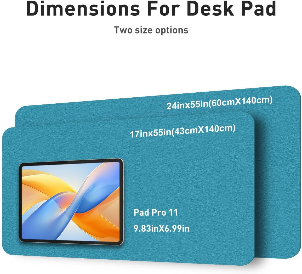 Aothia Faux Leather Desk Mat - Non-Slip PU Leather Desk Blotter, Waterproof Writing Surface, Large Desk Pad for Office & Home (Turquoise, 55" x 17") - Image 5