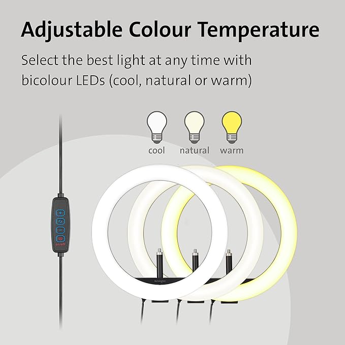 Kensington L1000 Bicolor Ring Light with Webcam Mount for Video Conferencing (K87653WW) - Image 3