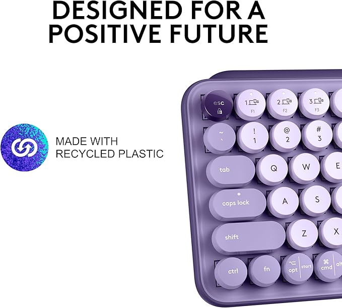 Logitech POP Keys Mechanical Wireless Keyboard - Cosmos | Customizable emoji keys, durable compact design, USB connectivity, multi-device, multi-OS compatible - Image 5