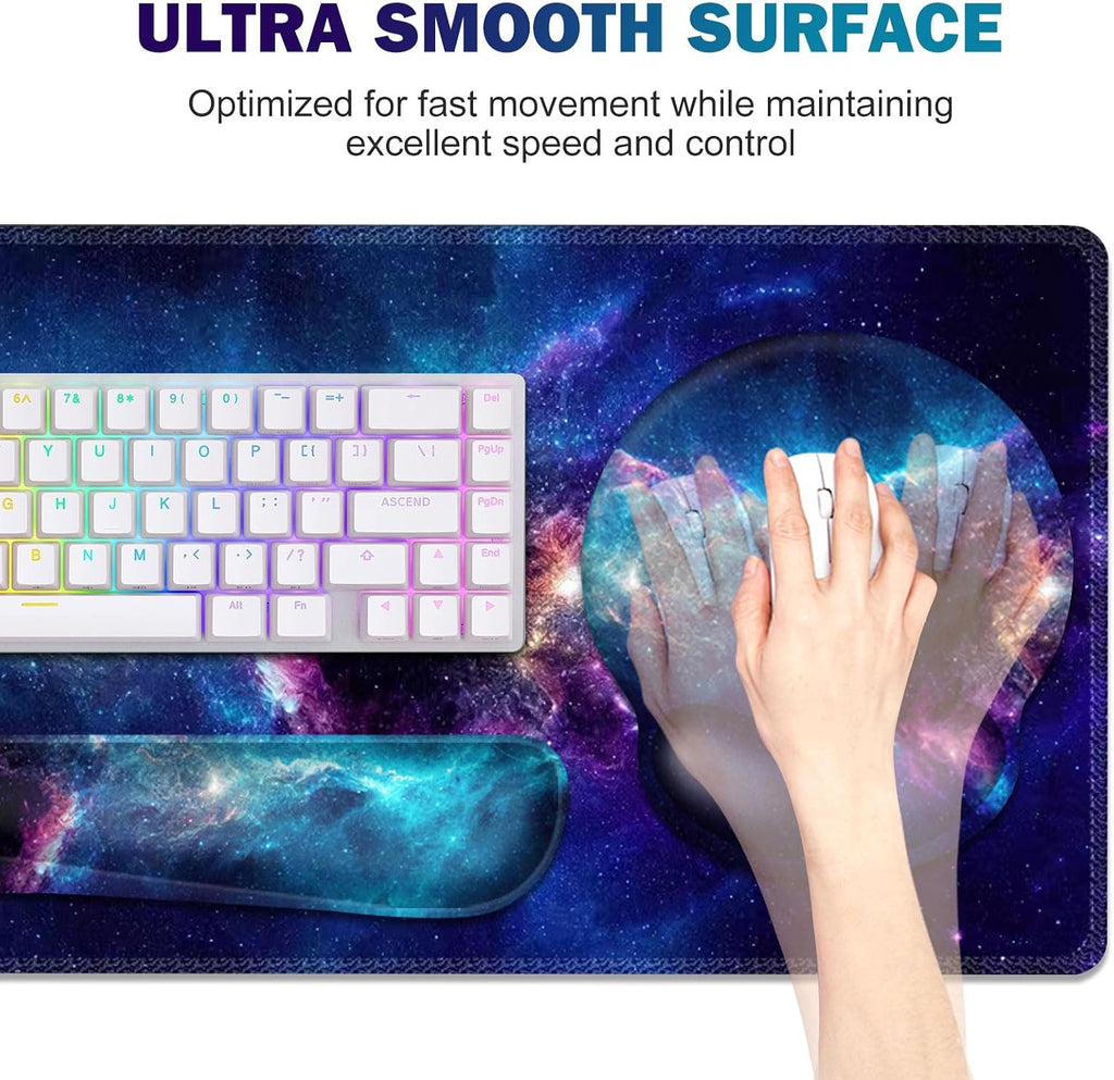 Mouse Pad, 4in1 Mousepad + Keyboard Wrist Rest+Mouse Wrist Rest+Coaster Set - Image 4