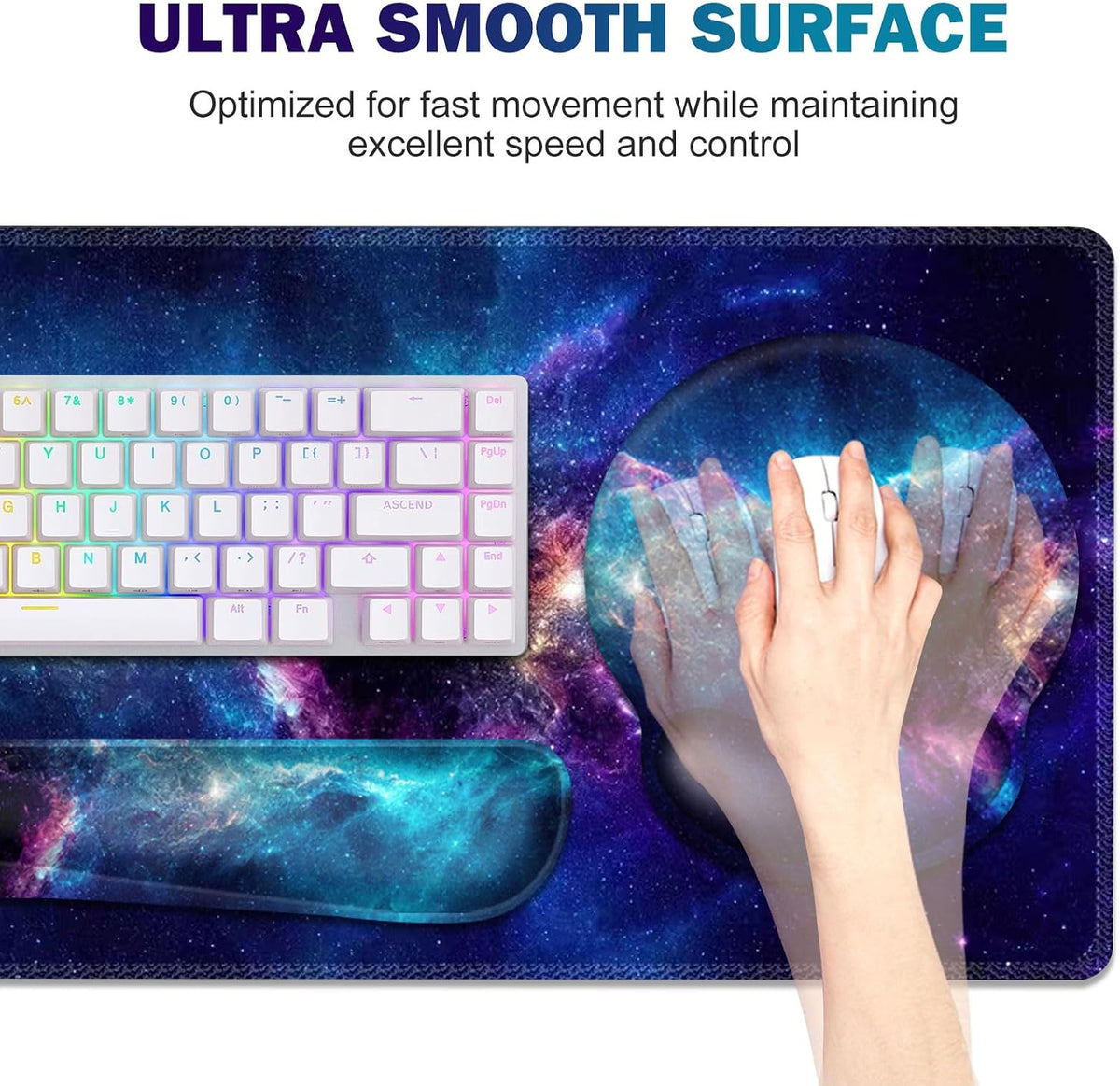 Mouse Pad, 4in1 Mousepad + Keyboard Wrist Rest+Mouse Wrist Rest+Coaster Set - Image 4