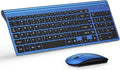 Wireless Keyboard and Mouse Ultra Slim Combo, TopMate - Blue Black | 2.4G Silent Compact 2400DPI Mouse and Scissor Switch Keyboard Set with Cover, Batteries Included, for PC/Laptop/Windows/Mac by TopMate