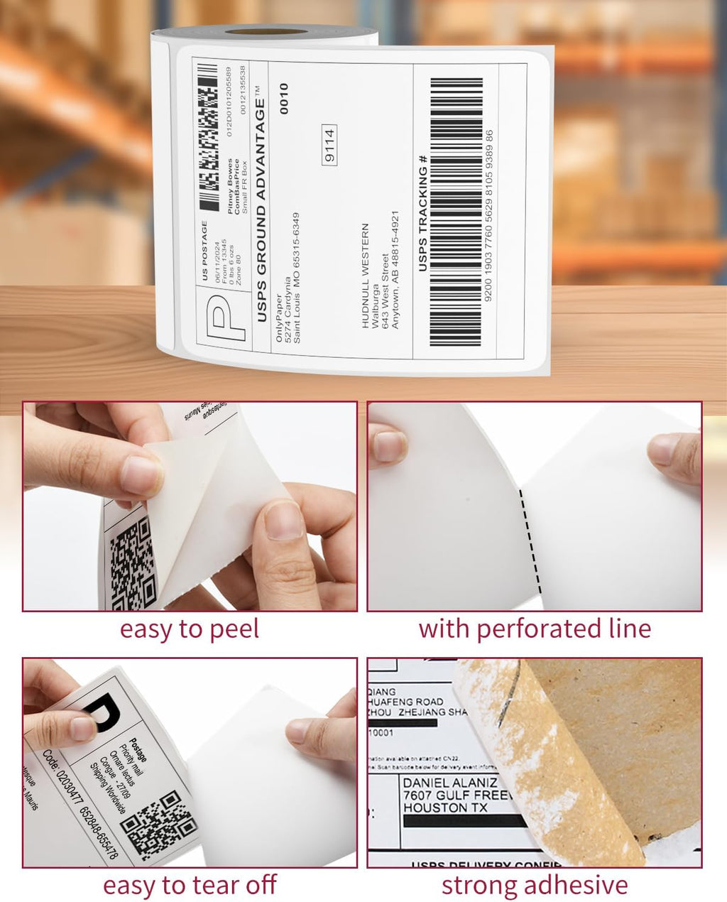 4x6 Thermal Labels Roll – 10 Rolls, 250 Labels/Roll – Shipping Labels 4x6, Perforated & Strong Adhesive - Commercial Grade Thermal Printer Labels for Shipping and Mailing - Image 4