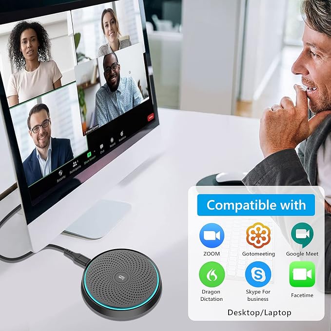 ANSTEN Conference USB Microphone, Omnidirectional Condenser PC Mic | Pick Up Voice 10ft for Video Conferencing Recording, Skype, Online Class, Court Report, Compatible with Mac OS X Windows - Image 2