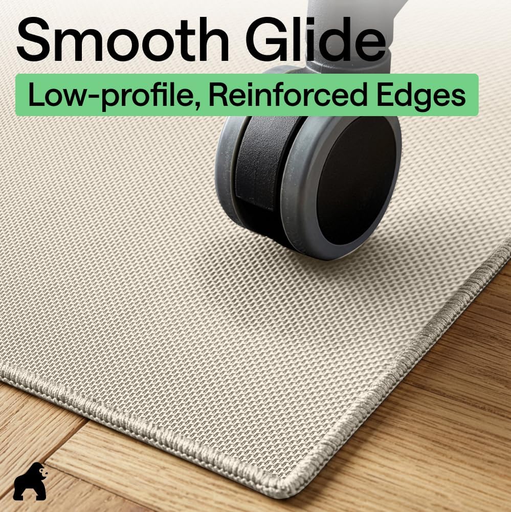 GORILLA GRIP Office Chair Mat for Hard Floors, Under Desk Rug, 58x46 Taupe - Image 5