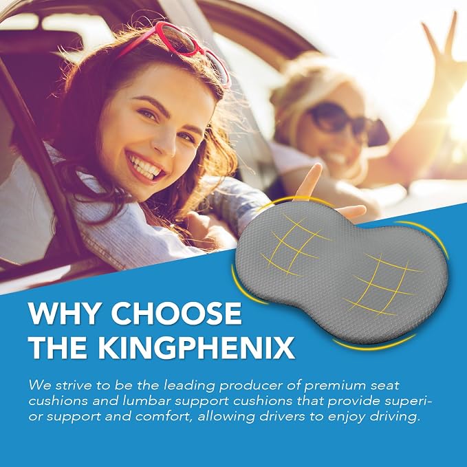 kingphenix Wedge Car Seat Cushion, Memory Foam Pad for Driving Comfort | High-Density Memory Foam Seat Cushion, 4D Breathable Mesh & Non-Slip Bottom for Long Drive Comfort & Office Use, X - Gray - Image 6