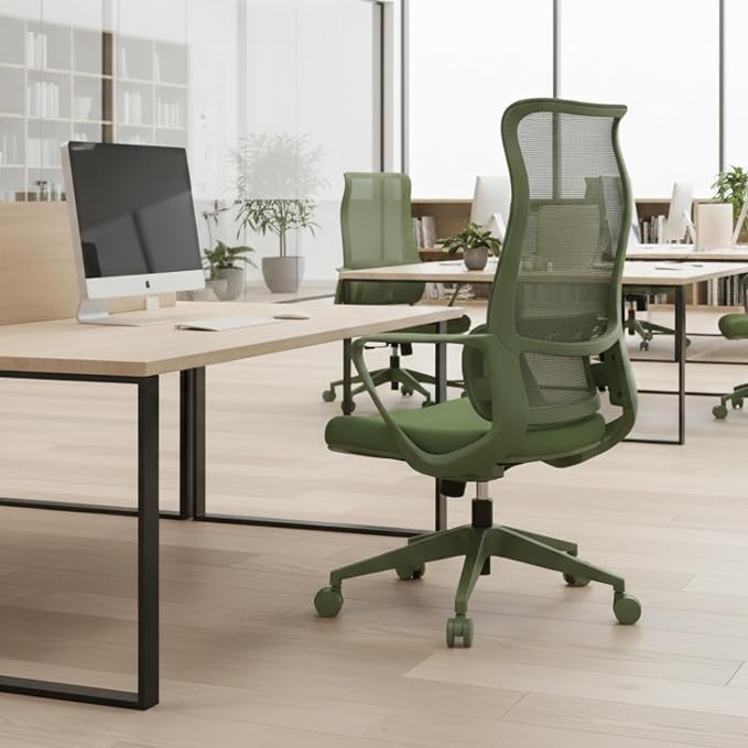 High Back Ergonomic Colorful Office Chair, Breathable Nylon Mesh Desk Chair with Adjustable Lumbar Support, 300LBS Swivel Rolling Computer Chair for Home Office Work(Americana, Green) - Image 7