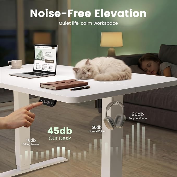 CubiCubi 55 x 24 Standing Desk, Height Adjustable Electric Computer Desk, Sit Stand up Home Office Workstations, White - Image 7