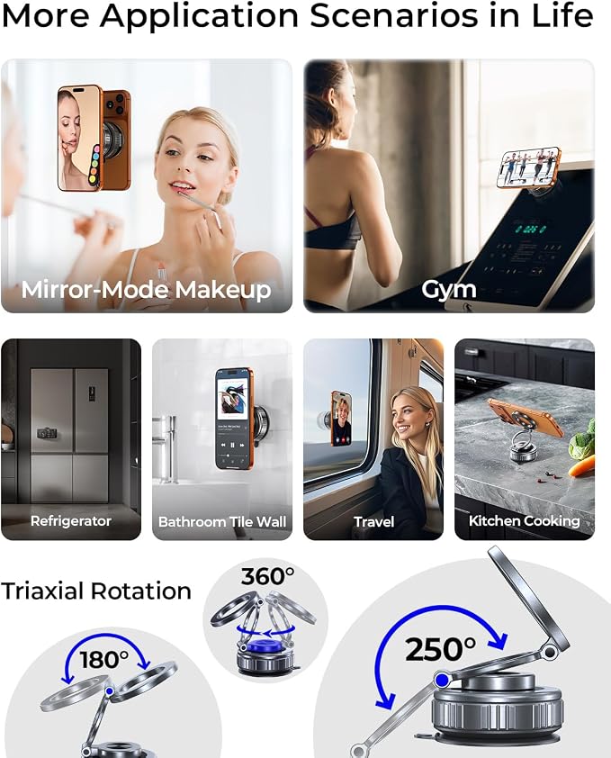 【Upgraded】All Metal for Magsafe Car Mount, Vacuum Magnetic Phone Holder | 119+LBS Suction, 360° Adjustable, Phone Holders for Your Car, Cell Phone Car Mount Accessories for iPhone 17 16 15 Pro Max - Image 6