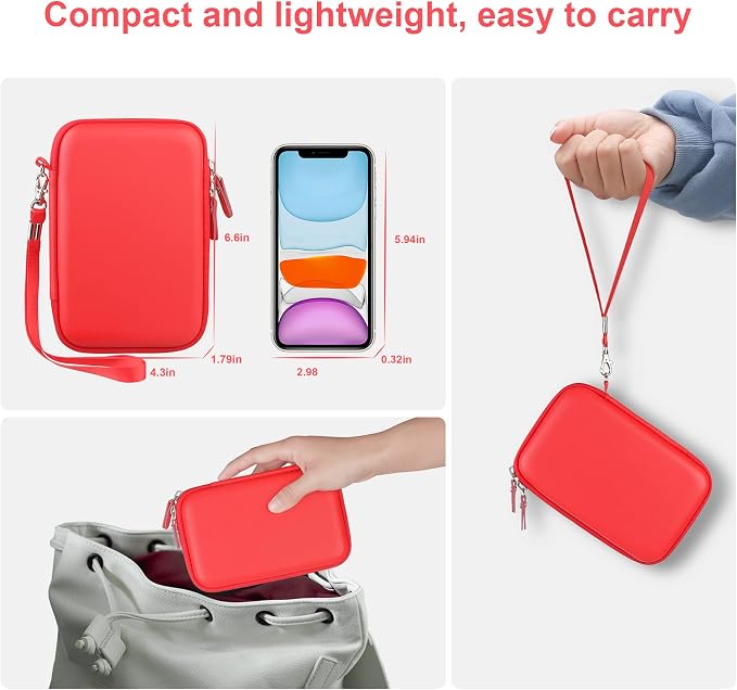Canboc Carrying Case for MacBook Air Pro Charger MagSafe/MagSafe 2 Power Adapter, iPhone 16/16 Pro MagSafe Charger, USB C Hub, Type C Hub, USB Multiport Adapter, Hard Shockproof Bag, Red - Image 5