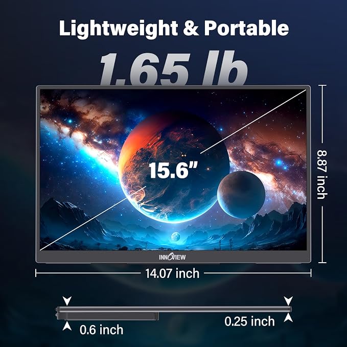 InnoView 15.6 inch Portable Monitor 4K UHD 3840x2160 | 100% sRGB HDR | External Monitor with 2 USB-C & HDMI Ports | Travel Second Monitor for Laptop Mac PC Xbox PS5 Switch (Includes Adapter) - Image 8