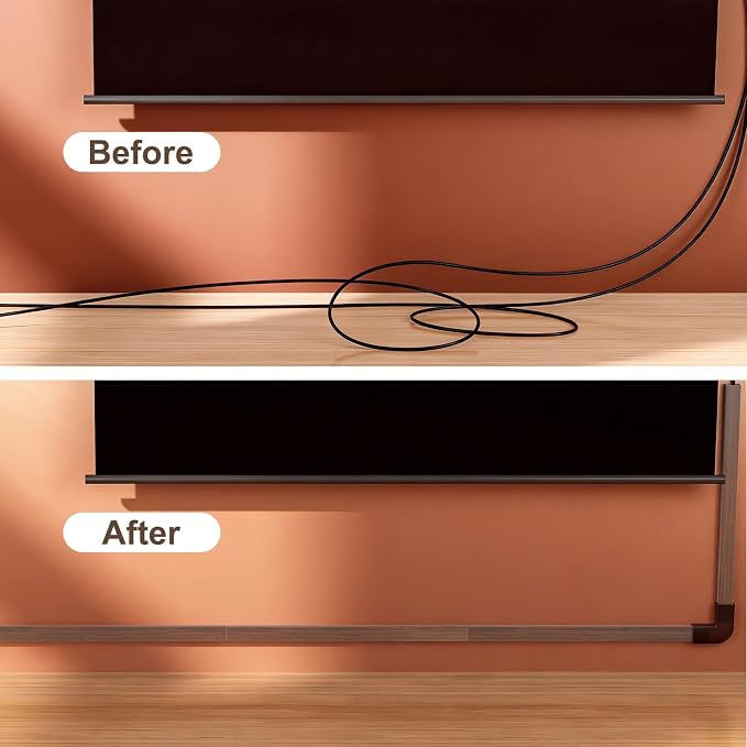 Yecaye Cord Covers for Wires on Wall, 113in, W0.95in H0.55in, Cherry | TV Cord Hider, Medium Cord Organizer for 2-3 Wires, Cable Management Kit, Easy Install - Image 5