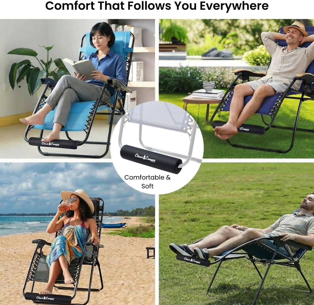 Zero Gravity Chair Foot Rest Cushion L 17.75" Black - Image 5
