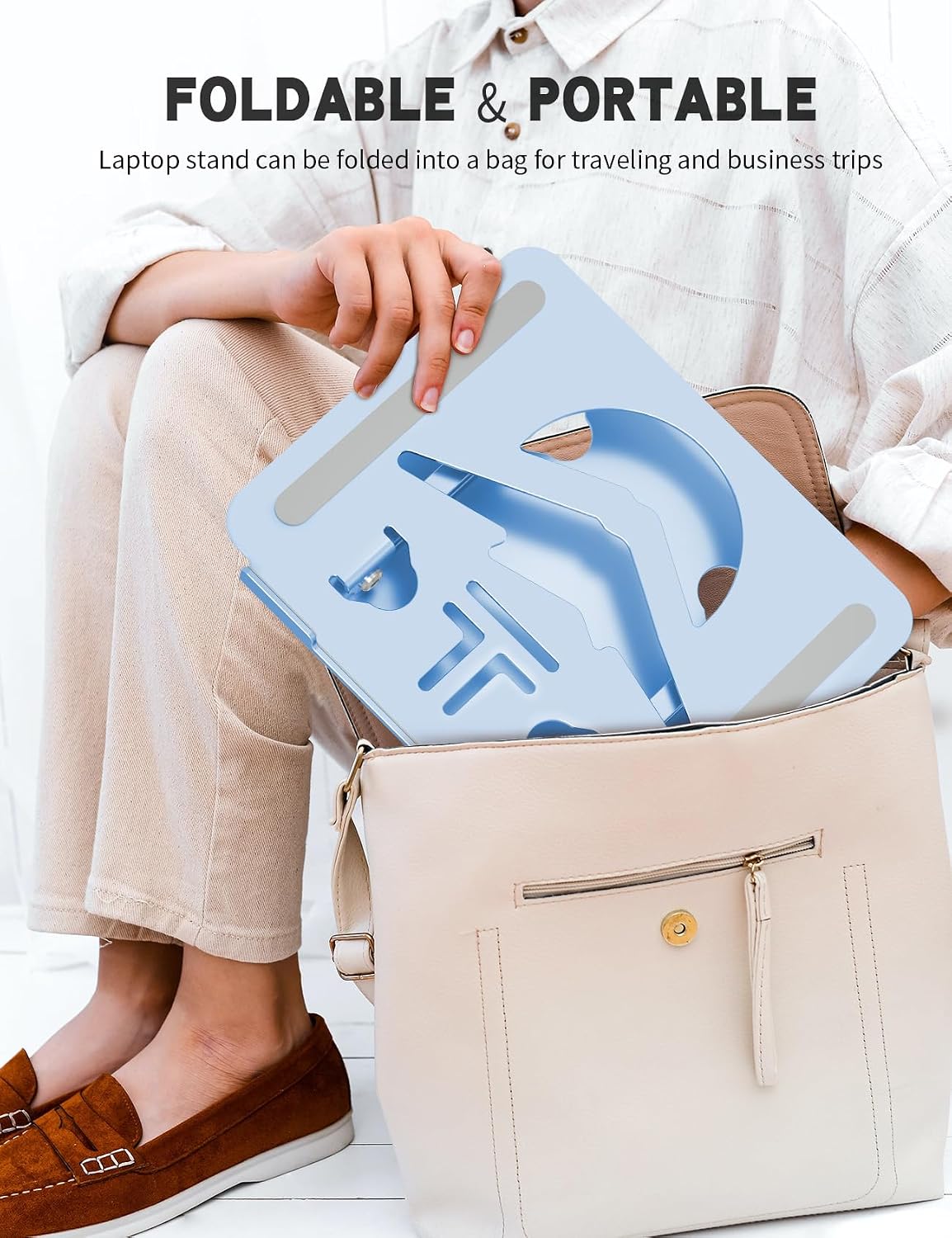 Z-Shaped Laptop Stand for Desk Fits 10"-16" Notebook, Sky Blue - Image 7