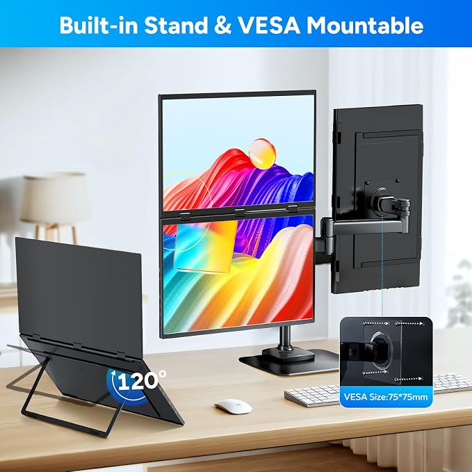 COOLHOOD 18.5 Inch Portable Monitor for Laptop, 1080P FHD 100Hz 125% sRGB USB-C HDMI Travel Monitor for Laptop Mac PC, Portable Screen with Smart Cover, VESA Compatible - Image 8