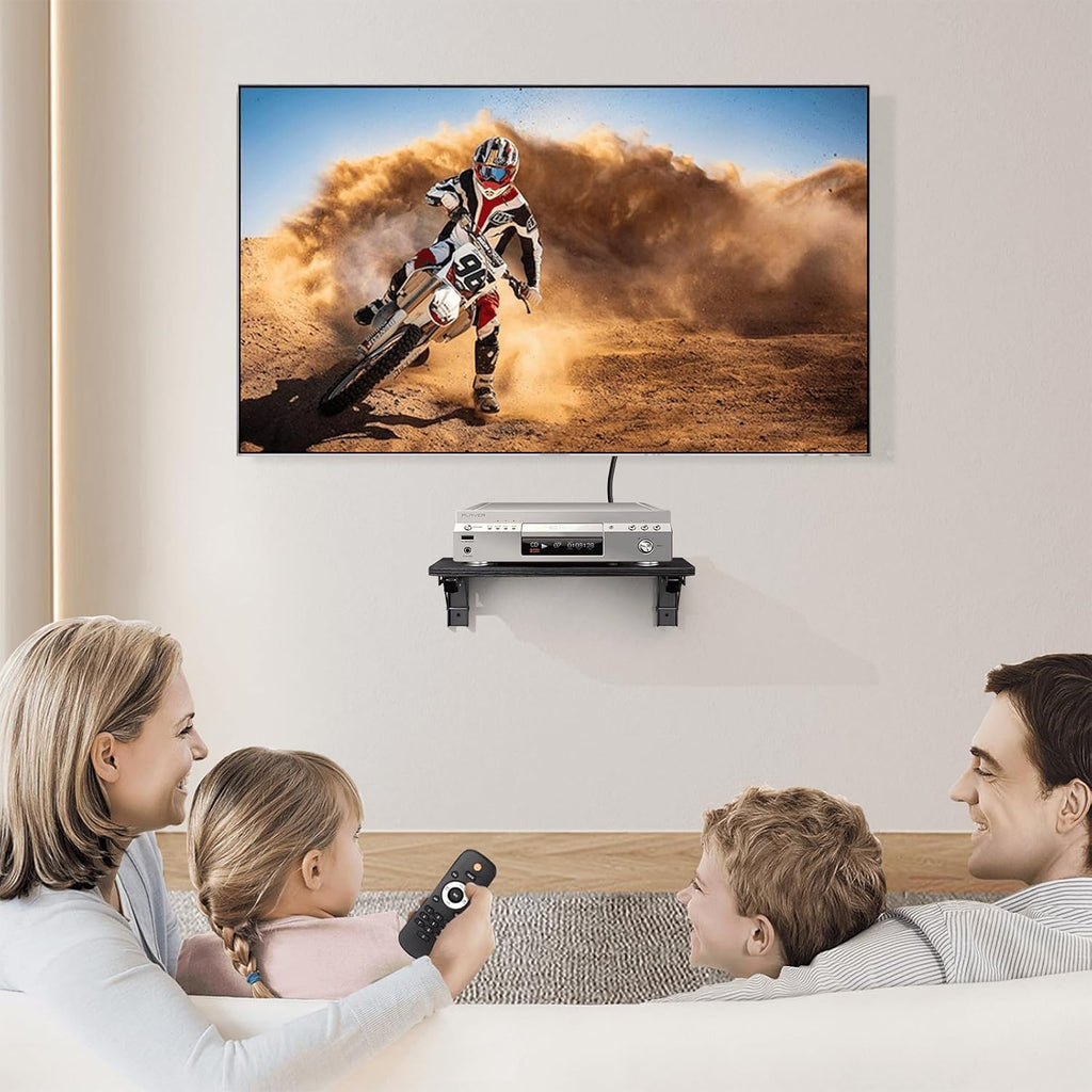 Floating Entertainment Shelf, Folding Projector Shelf, Black - Image 2