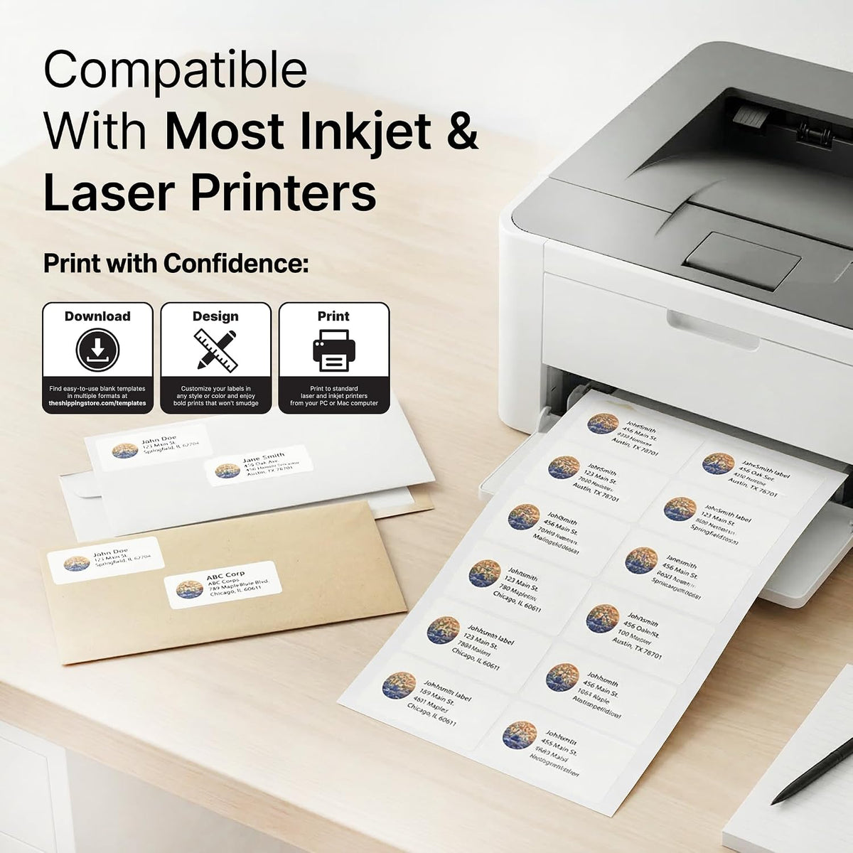 3" X 2" Matte White Printable Shipping Labels (250 Sheets, 2500 Stickers) - Image 3