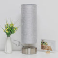 Bedside Touch Lamp, 3 Way Touch Control Table Lamp, Modern Nightstand Lamp | Silver Base with Gray Cylinder Shade, Simple Dimmable Night Light for Bedroom Living Room Kitchen, LED Bulb Included by Seasidevillage