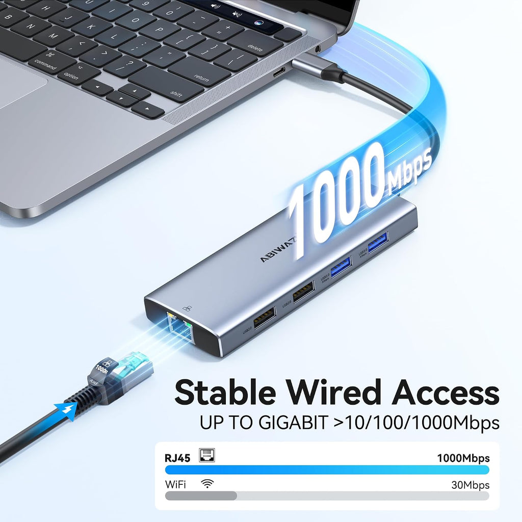 USB C Hub Multiport Adapter, ABIWAZY 10-in-1 USB C Hub for MacBook Pro/Air - Image 4