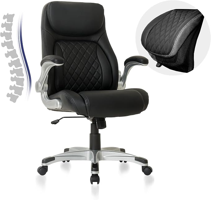 Nouhaus Ergonomic Office Chair Premium Microfiber Leather Adjustable Lumbar Support & Armrests, High Back Comfy Desk Gaming Chairs Executive Computer Swivel Chair Tilt Function(Posture,Black) by Nouhaus