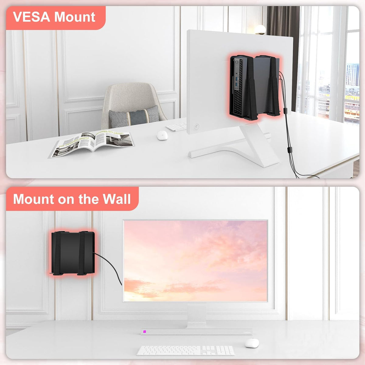 Universal Wall and VESA Mount for Micro PC, UPS Units, Wifi Router, Cable Modem and Other Electronic Devices Adjustable Strap Mount Bracket for Dell HP Lenovo Mini PC Mounted Behind the TV or Monitor - Image 3