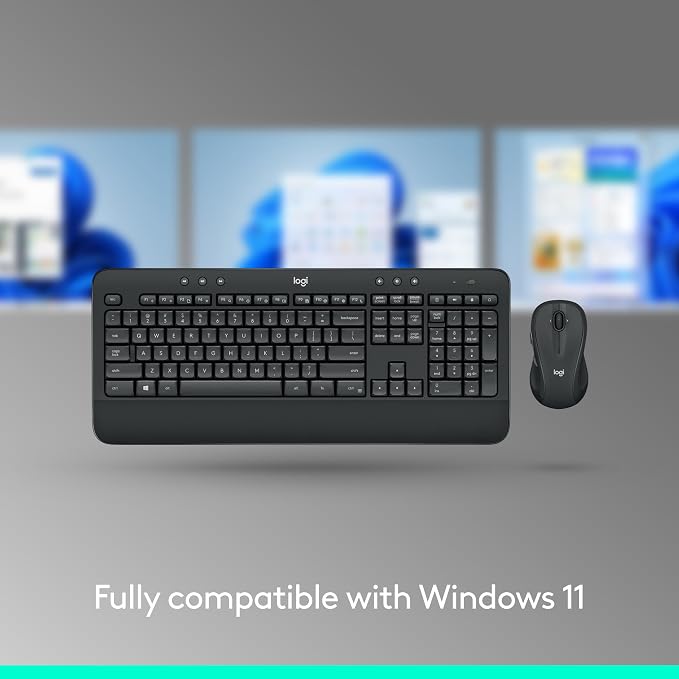 Logitech MK540 Full Size Advanced Wireless Keyboard and Mouse Combo | Full size quiet keyboard with number pad & integrated palm rest, full size ambidextrous mouse, includes USB-A Nano Receiver - Image 5