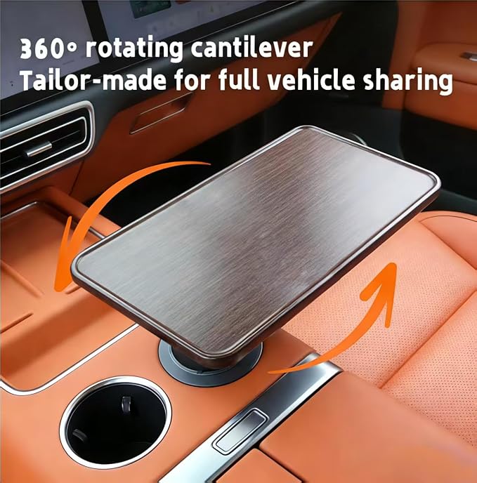 Car Desk for Laptop,360° Rotating Cup Holder Table，Wood Car Tray, Car Table & Car Food Tray，Steering Wheel Tray， Car Accessories for Women & Men. Compatible with Tesla Model Y/3/S, Ford F150& Most - Image 7
