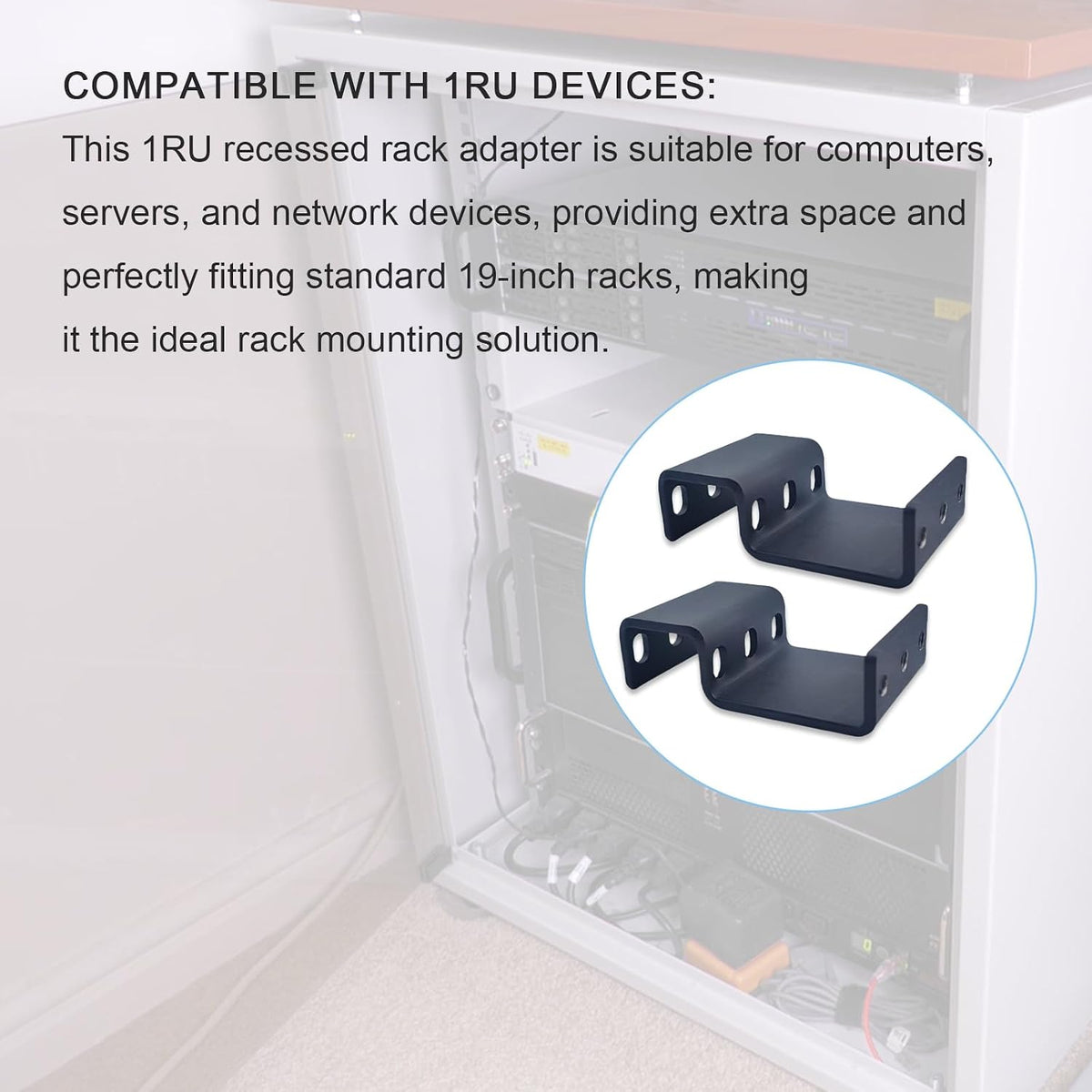 1RU Recessed Rack Adapter RRA1U for 19in Server Rack Equipment - Image 3