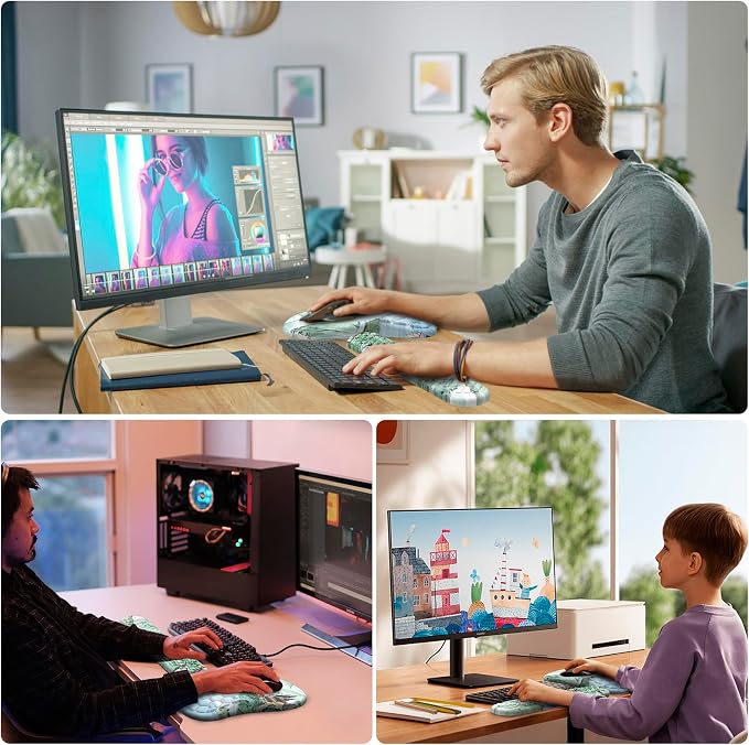 Ergonomic Mouse Pad Wrist Rest, 2 in 1 Keyboard Pad for Office | Memory Foam Wrist Cushion, Non-Slip PU Base, Massage Design, Relieves Wrist Pressure for Work, Gaming & Office Use - Image 7