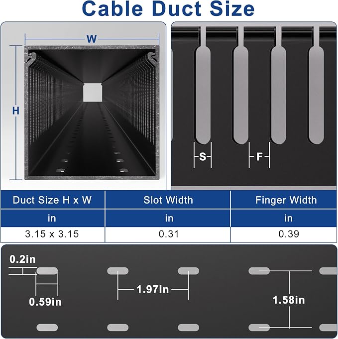 ZhiYo 3"H x 3"W Cable Raceway, 6ft Under Desk Wire Management Channel Black | Slotted Wire Duct, 2 Pack (3 ft Each), Heavy-Duty PVC Cable Management for Server Racks, Network Cables & Electrical Cabinets - Image 2
