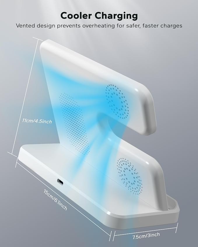 Wireless Charging Station for Samsung, 3 in 1 Charger Stand for Galaxy S25 Ultra/S24/S23/Z Fold, Phone and Watch Charging Dock for Samsung Watch Galaxy 8/7/6/5, Galaxy Buds 3/2/Pro - Image 5